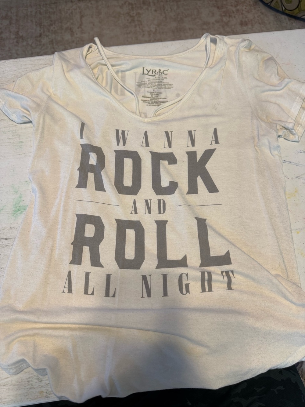 Lyric Culture KISS Rock and Roll All Nite Graphic Tee Women’s Large White